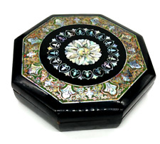 Vintage Korean Black Lacquer Octagon Mother of Pearl Inlay Box Najeon - Amazing picture
