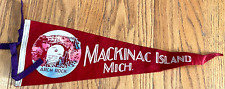 Vintage Mackinac Island Michigan Arch Rock Red Felt Pennant Flag 17x6 picture