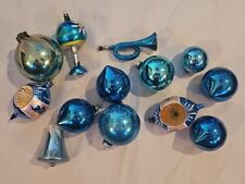 Vintage Poland Shiny Brite Mercury Glass Christmas Ornaments Blue Mixed Lot picture