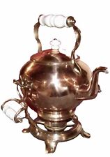 Rare Victorian Copper Tea Pot W/Copper Warming Stand And Burner picture