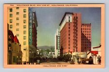 Hollywood CA-California Hollywood Blvd, Plaza Hotel Advertising Vintage Postcard picture
