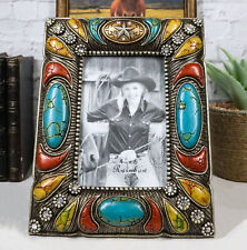 Rustic Western Turquoise Red And Gold Teardrop Gems 6X4 Picture Photo Frame picture