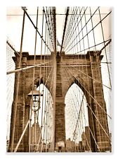 Brooklyn Bridge Ropes Sepia - New York City Landmarks Photo Souvenir Refriger... picture