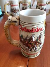 Budweiser 1983 Holiday Beer Stein Snowy Wheat Hop Clydesdale Ceramarte Beautiful picture