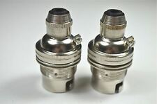 PAIR OF NICKEL BAYONET FITTING BULB HOLDER CORD GRIP EARTHED SHADE RING SR4 picture
