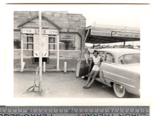 CarSpotter: 1953 FORD; Lady Takes Break At Dumas, AR Drive-In: Vintage SNAPSHOT picture
