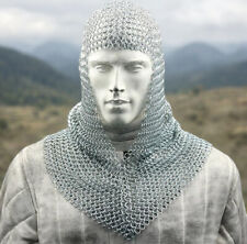 Medeival Warrior Replicas Medieval Chainmail Coif Armor, 18.75 Inches picture