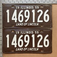 Illinois 1959 license plate pair 1 469 126 YOM DMV clear CHOICE CONDITION 8595 picture