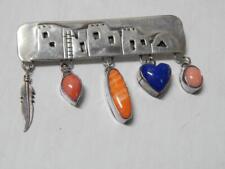 VINTAGE NAKAI SGND NAVAJO INDIAN STERLING SILVER MULTISTONE PUEBLO DS PIN A+ GFT picture