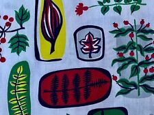 Leafy 50's Tiki Hawaiian Biomorphic Kitsch Barkcloth Era Vintage Fabric Novelty picture