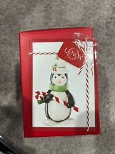 Lenox Chilly PENGUIN Candy Cane Scarf Hat Porcelain Ornament Figurine NEW picture