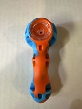 Brand New 4” Unbreakable Silicone Tobacco Smoking Pipe w/ Poker Orange Blue picture
