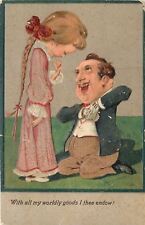 PFB Romance~Older Gent Proposes to Skinny Girl~Long Braid~All Worldly Goods~1908 picture