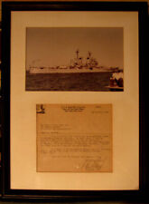 1958 U.S. NAVY HEAVY CRUISER SHIP USS MACON CA-132 FRAMED SIGNED LETTER & PHOTO picture