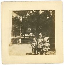 Antique c1900s Square Cabinet Card Three Children in Native American Costume picture