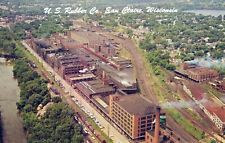 US Rubber Company Eau Claire Wisconsin Aerial View Vintage Chrome Post Card picture