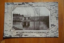 Old Ford Mill and Pond, Northboro MA postcard pmk 1908 birch bark frame picture