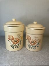 Vintage 1970's Treasure Craft Wildflower Canister Set Of Two - Retro Kitsch picture