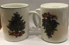 Vintage (1994) Origins Fine Porcelain Christmas Morning Christmas Mugs Cup X 2 picture