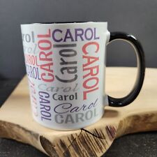 CAROL Personalized Coffee Mug Cup Name White Black Handle Orca Coatings Novelty picture