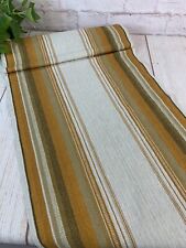 Swedish Vintage Hand Woven Table Runner Orange Brown Natural Stripes 14.5