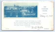 Durham New Hampshire College NH Hand Signed W.D. Gibbs Aerial Postcard 1908 picture