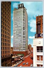 Continental National Bank Building Fort Worth Texas Postcard Old Cars TSO Eye picture