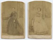 Two Antique CDV C.1860s Full Body Portraits Two Girls by Green Photo 104 NEW ST picture