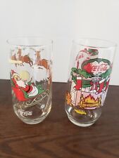 Lot Set Of 2 Pair Vintage Coca Cola Christmas Glasses picture
