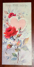 Vintage 1962 Happy Valentine’s Day MOTHER Greeting Card ~ Glitter ~ Roses/Heart picture