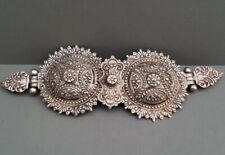 MAGNIFICENT ANTIQUE Greek Macedonian Ottoman Solid niello silver belt buckle 19c picture