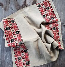 Vintage Handmade Eastern European Linen Runner Folk Art Embroidery picture