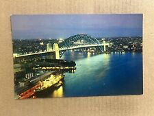 Postcard Sydney NSW Australia Aerial View Harbour Bridge Night Lights Vintage PC picture