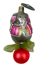 CHRISTBORN Circus Elephant on Ball Mouth Blown Glass Ornament Germany NEW picture
