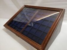 Wood and glass display case with two velvet trays Italian coin showcase picture