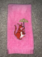 Vintage Spring maid Fingertip Hand Towel Bright Pink Embroidered Kangaroo & Joey picture
