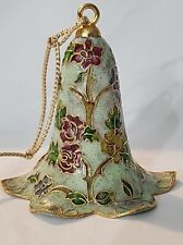 Vintage NYCO Metal Enamel Floral Cloisonne Bell Ornament 3.5
