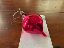 Vtg COBY? BRIGHT CANDY PINK RIBBED ICICLE GLASS CHRISTMAS ORNAMENT JUMBO 4.5” picture