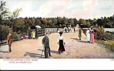 Lynn, MA Massachusetts  FLOATING BRIDGE Women~Parasols~Horses  ca1900's Postcard picture