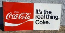 Vintage 1970s ENJOY COCA-COLA IT'S THE REAL THING COKE Metal Sign 15x 30 MCA 495 picture