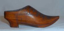 Antique Hand Carved Wood Shoe-shaped Snuff Box Marked 