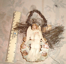 Antique German DOUBLE SIDED SCRAP ANGELS W/TINSELornament picture