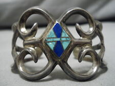 INCREDIBLE VINTAGE NAVAJO INLAID SPIDERWEB TURQUOISE STERLING SILVER BRACELET picture