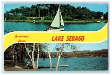 1970 Multiview, Greetings from Lake Sebago Maine ME Posted Vintage Postcard picture
