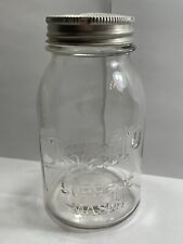 Antique - Presto Supreme Mason Quart Jar w/ Jeannette Glass Lid (Clear Glass) picture