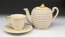 Vintage Maruhon Ware Japanese Teapot Yellow Flower On Lid Hobnail cup & saucer picture