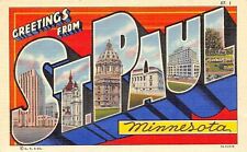 St Paul Minnesota~Large Letter Linen Postcard~Downtown Views~1937 Curt Teich PC picture