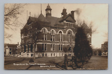 Postcard RPPC Franklin County Court House Ottawa Kansas Postmarked 1913 picture