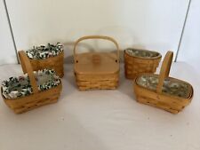 Lot Of 5 Longaberger Baskets - All With Fabric Liners & Plastic Protectors picture