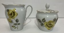 Vintage KAHLA-Germany Yellow Roses Creamer And Sugar Bowl-Porcelain picture